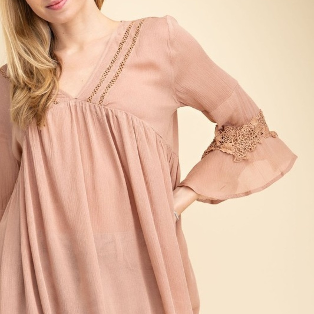 π Dusty Rose Crinkle Gauze Top - Picture 5 of 8